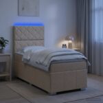 vidaXL LED boxspring posteľ s matracom Krémová 80 x 200 cm Látka