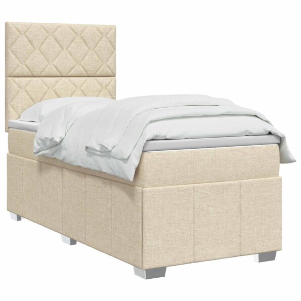 vidaXL LED boxspring posteľ s matracom Krémová 80 x 200 cm Látka – Obrázok 3