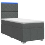 vidaXL LED boxspring posteľ s matracom Tmavosivá 90 x 190 cm Látka – Obrázok 2