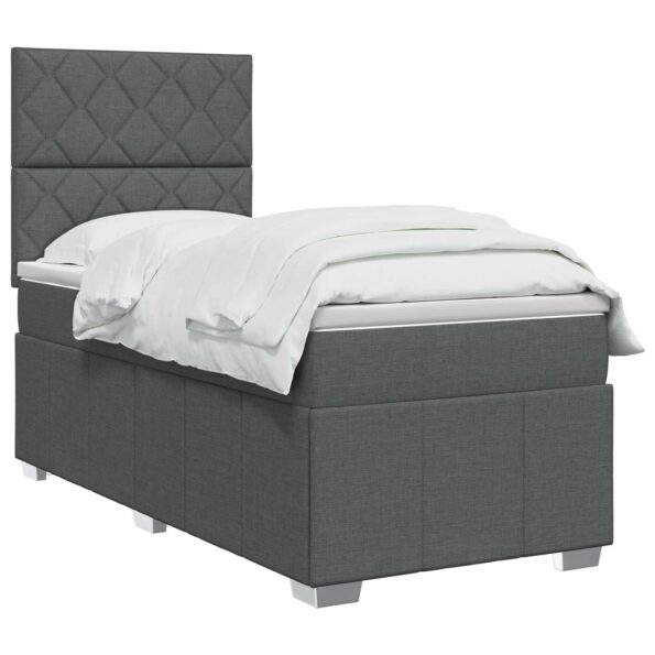 vidaXL LED boxspring posteľ s matracom Tmavosivá 90 x 190 cm Látka – Obrázok 3