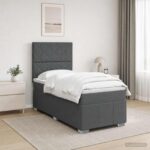 vidaXL LED boxspring posteľ s matracom Tmavosivá 90 x 190 cm Látka – Obrázok 4
