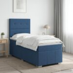 vidaXL LED boxspring posteľ s matracom Modrá 90 x 200 cm Látka – Obrázok 4