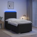 vidaXL LED boxspring posteľ s matracom Čierna 90 x 200 cm Látka