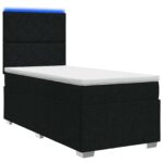 vidaXL LED boxspring posteľ s matracom Čierna 90 x 200 cm Látka – Obrázok 2