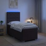 vidaXL LED boxspring posteľ s matracom Tmavohnedá 90 x 200 cm Látka