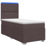 vidaXL LED boxspring posteľ s matracom Tmavohnedá 90 x 200 cm Látka – Obrázok 2