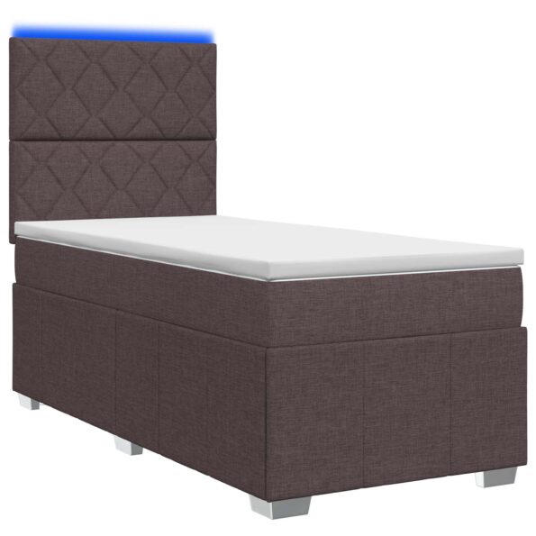 vidaXL LED boxspring posteľ s matracom Tmavohnedá 90 x 200 cm Látka – Obrázok 2