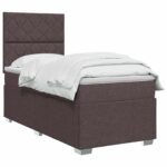 vidaXL LED boxspring posteľ s matracom Tmavohnedá 90 x 200 cm Látka – Obrázok 3