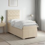 vidaXL LED boxspring posteľ s matracom Krémová 90 x 200 cm Látka – Obrázok 4