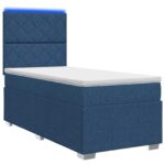 vidaXL LED boxspring posteľ s matracom Modrá 90 x 200 cm Látka – Obrázok 2