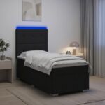 vidaXL LED boxspring posteľ s matracom Čierna 100 x 200 cm Látka