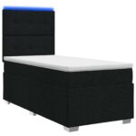vidaXL LED boxspring posteľ s matracom Čierna 100 x 200 cm Látka – Obrázok 2