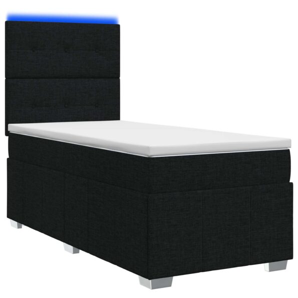 vidaXL LED boxspring posteľ s matracom Čierna 100 x 200 cm Látka – Obrázok 2