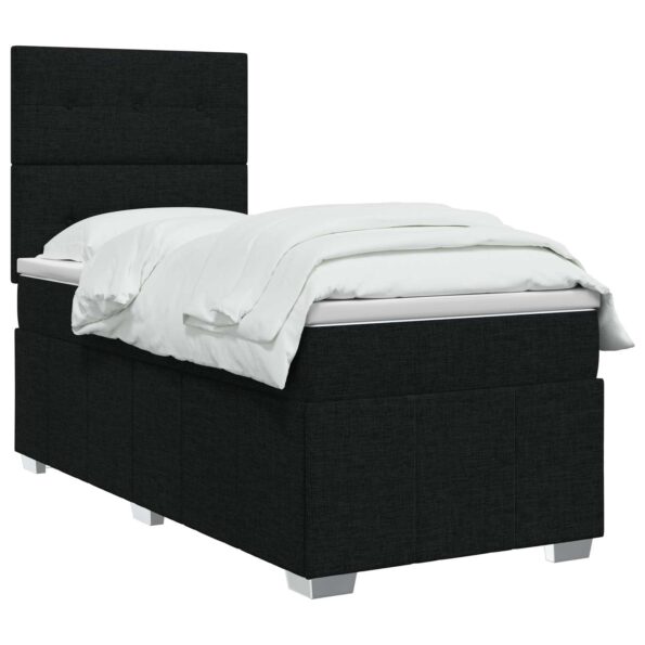 vidaXL LED boxspring posteľ s matracom Čierna 100 x 200 cm Látka – Obrázok 3
