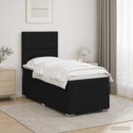 vidaXL LED boxspring posteľ s matracom Čierna 100 x 200 cm Látka – Obrázok 4