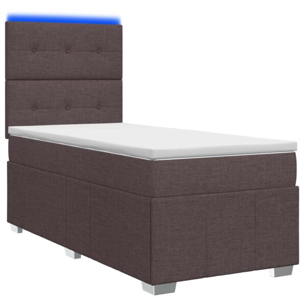 vidaXL LED boxspring posteľ s matracom Tmavohnedá 100 x 200 cm Látka – Obrázok 2