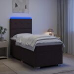 vidaXL LED boxspring posteľ s matracom Tmavohnedá 100 x 200 cm Látka – Obrázok 4