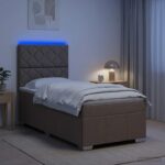 vidaXL LED boxspring posteľ s matracom Sivohnedá 100 x 200 cm Látka