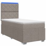 vidaXL LED boxspring posteľ s matracom Sivohnedá 100 x 200 cm Látka – Obrázok 2