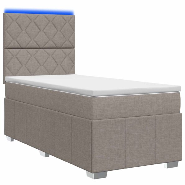 vidaXL LED boxspring posteľ s matracom Sivohnedá 100 x 200 cm Látka – Obrázok 2