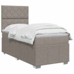 vidaXL LED boxspring posteľ s matracom Sivohnedá 100 x 200 cm Látka – Obrázok 3