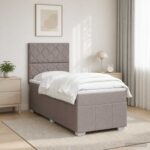 vidaXL LED boxspring posteľ s matracom Sivohnedá 100 x 200 cm Látka – Obrázok 4