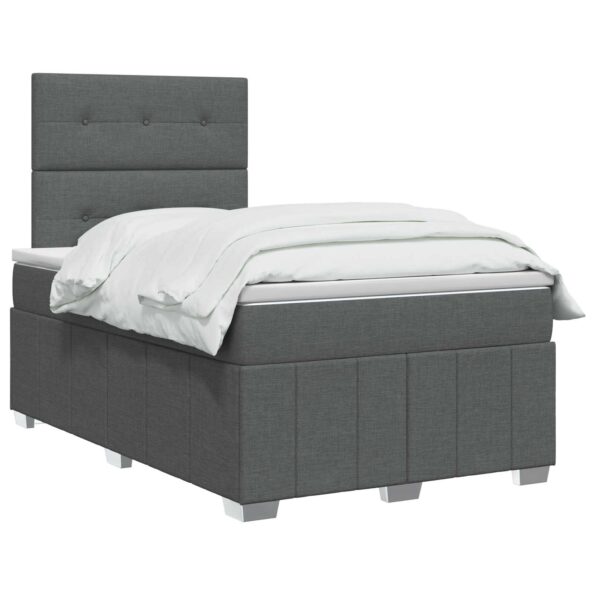 vidaXL LED boxspring posteľ s matracom Tmavosivá 120 x 190 cm Látka – Obrázok 3