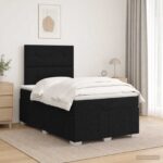 vidaXL LED boxspring posteľ s matracom Čierna 120 x 190 cm Látka – Obrázok 4