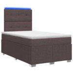 vidaXL LED boxspring posteľ s matracom Tmavohnedá 120 x 190 cm Látka – Obrázok 2