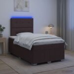 vidaXL LED boxspring posteľ s matracom Tmavohnedá 120 x 190 cm Látka – Obrázok 4