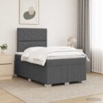 vidaXL LED boxspring posteľ s matracom Tmavosivá 120 x 190 cm Látka
