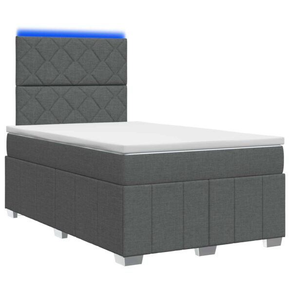vidaXL LED boxspring posteľ s matracom Tmavosivá 120 x 190 cm Látka – Obrázok 2