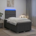 vidaXL LED boxspring posteľ s matracom Tmavosivá 120 x 190 cm Látka – Obrázok 4