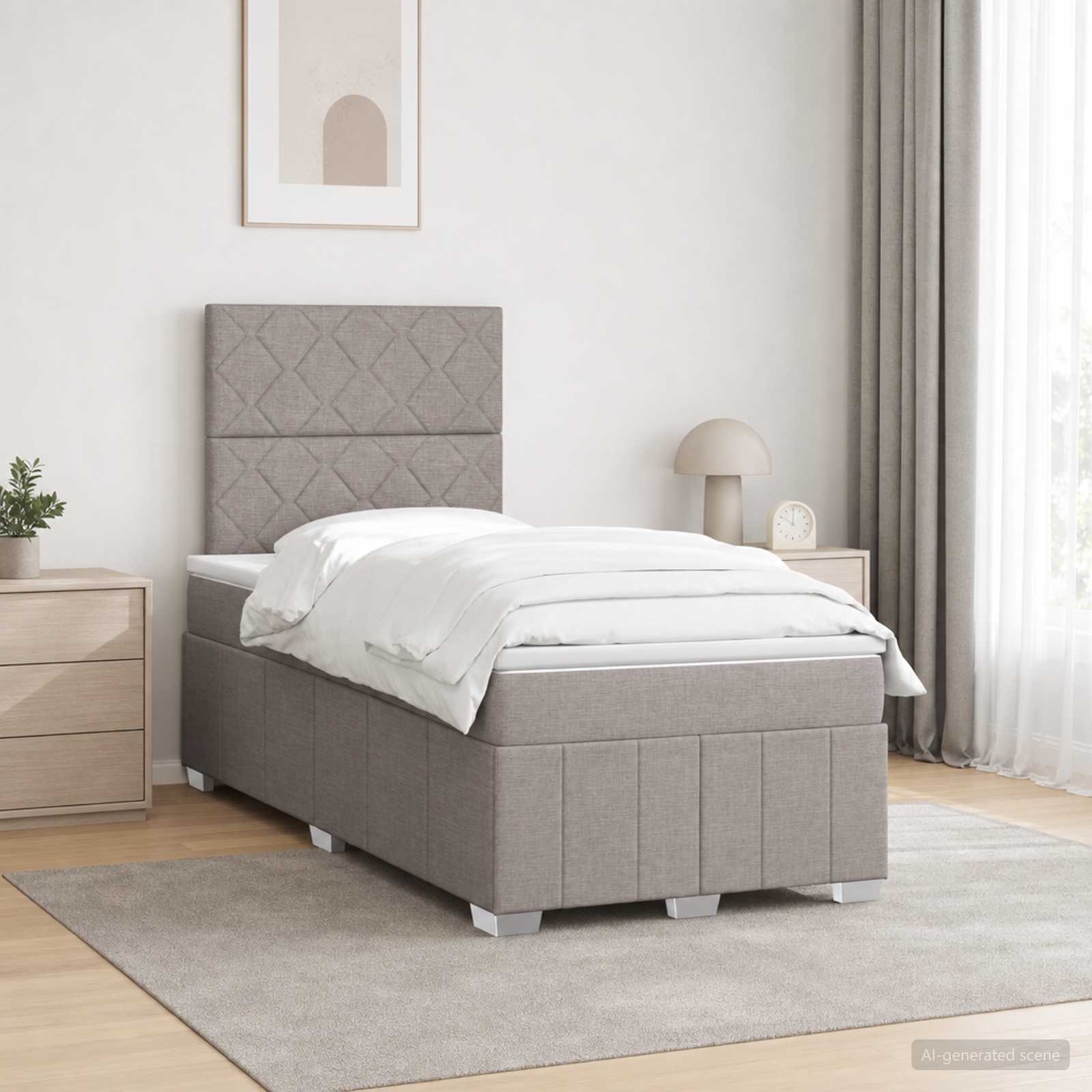 3455567_1.jpg vidaXL LED boxspring posteľ s matracom Sivohnedá 120 x 190 cm Látka – Obrázok 1