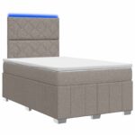 vidaXL LED boxspring posteľ s matracom Sivohnedá 120 x 190 cm Látka – Obrázok 2