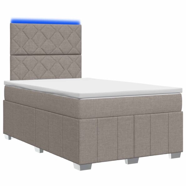 vidaXL LED boxspring posteľ s matracom Sivohnedá 120 x 190 cm Látka – Obrázok 2