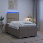 vidaXL LED boxspring posteľ s matracom Sivohnedá 120 x 190 cm Látka – Obrázok 4