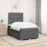 vidaXL LED boxspring posteľ s matracom Tmavosivá 120 x 200 cm Látka