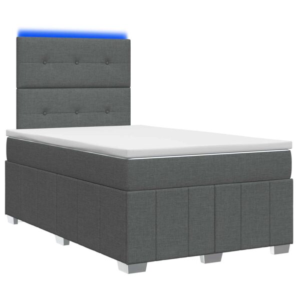 vidaXL LED boxspring posteľ s matracom Tmavosivá 120 x 200 cm Látka – Obrázok 2