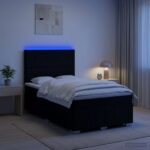 vidaXL LED boxspring posteľ s matracom Čierna 120 x 200 cm Látka
