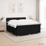 vidaXL LED boxspring posteľ s matracom Čierna 140 x 190 cm Látka – Obrázok 5