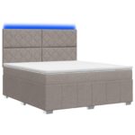 vidaXL LED boxspring posteľ s matracom Sivohnedá 140 x 190 cm Látka – Obrázok 2