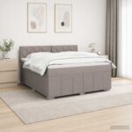 vidaXL LED boxspring posteľ s matracom Sivohnedá 140 x 190 cm Látka – Obrázok 4