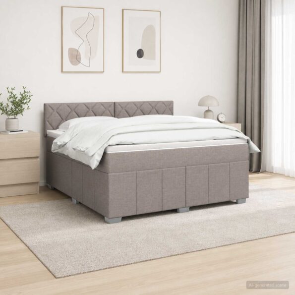 vidaXL LED boxspring posteľ s matracom Sivohnedá 140 x 190 cm Látka – Obrázok 4