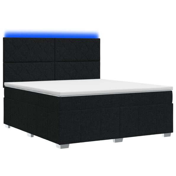 vidaXL LED boxspring posteľ s matracom Čierna 140 x 200 cm Látka – Obrázok 2