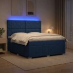 vidaXL LED boxspring posteľ s matracom Modrá 140 x 200 cm Látka