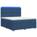 vidaXL LED boxspring posteľ s matracom Modrá 140 x 200 cm Látka – Obrázok 2