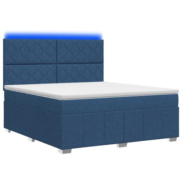 vidaXL LED boxspring posteľ s matracom Modrá 140 x 200 cm Látka – Obrázok 2