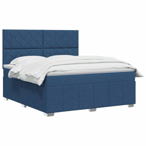 vidaXL LED boxspring posteľ s matracom Modrá 140 x 200 cm Látka – Obrázok 3