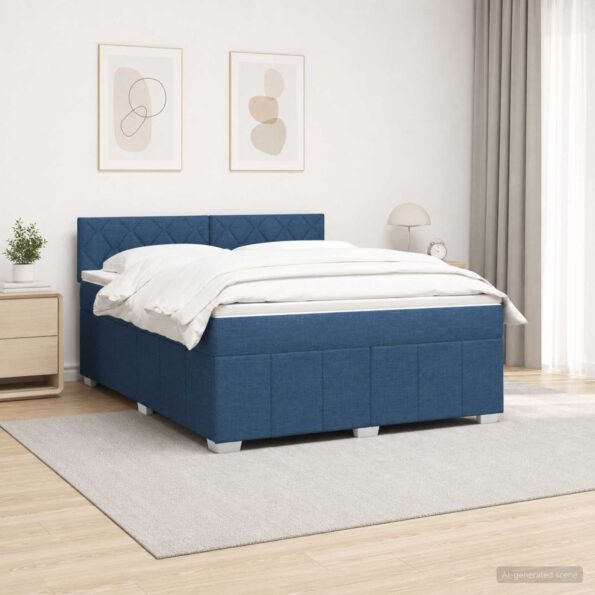 vidaXL LED boxspring posteľ s matracom Modrá 140 x 200 cm Látka – Obrázok 4
